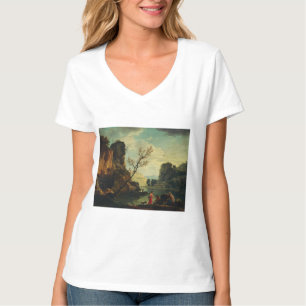 Camiseta Um rio com pescadores de Joseph Vernet