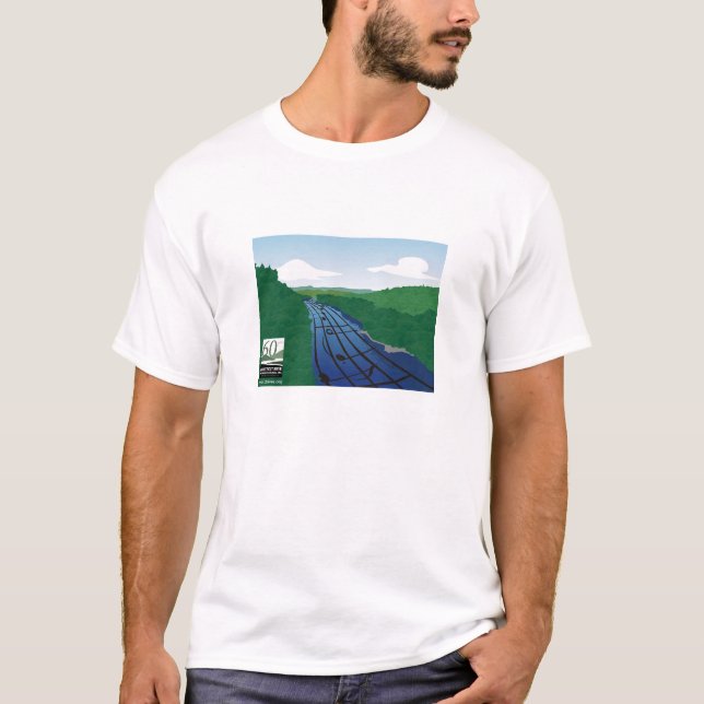 Camiseta Um rio da música corre através das colinas (Frente)