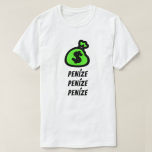 Camiseta um saco de dinheiro e dinheiro em checo