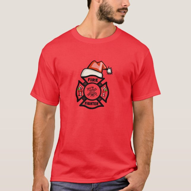 Camiseta Um sapador-bombeiro Papai Noel (Frente)