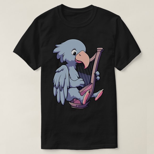 Camiseta Um sapato bonito tocando harpa (Frente do Design)