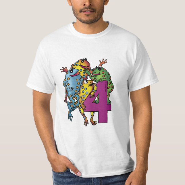 Camiseta Um sapo de 4º aniversário (Frente)