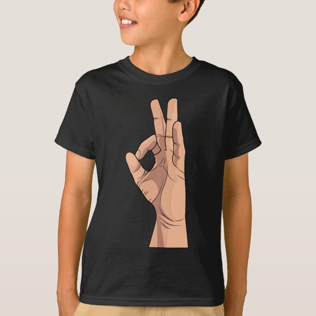 Camiseta Um sinal APROVADO e gestos da mão do ~ (Frente)