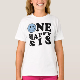 Camiseta Um Sis Feliz Azul Correspondente Um Aniversário