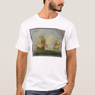 Camiseta Um Sloop inglês e uma fragata em uma brisa clara
