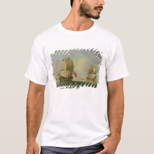 Camiseta Um Sloop inglês e uma fragata em uma brisa clara 