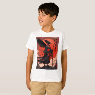 Camiseta Um tengu com corpo vermelho escarlate