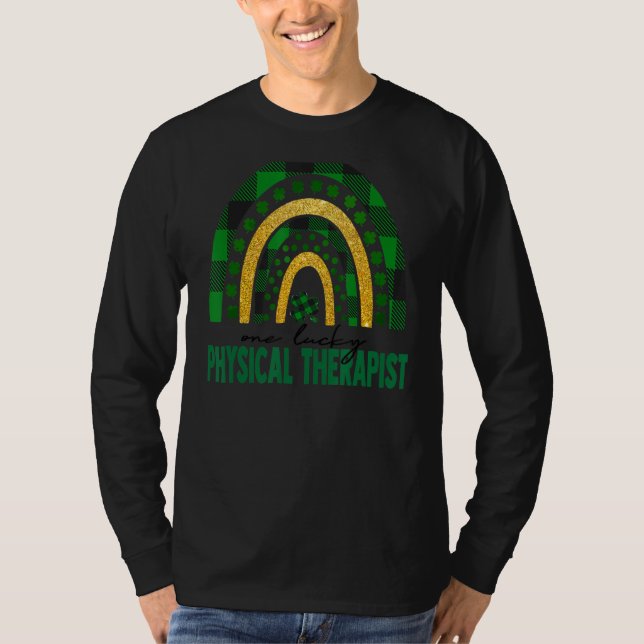 Camiseta Um Terapista Físico Sortudo Arco-Íris St Patricks  (Frente)