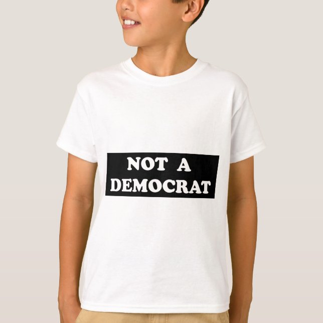 Camiseta Um texto não de Democrata (redondo, branco) (Frente)