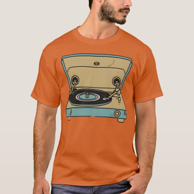 Camiseta Um toca-discos retrô (Frente)