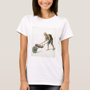 Camiseta Um trabalhador, chapeia 27 "do traje de China",