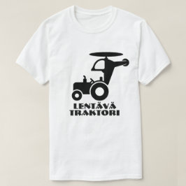 Camiseta Um trator voador e um texto lentävä traktori