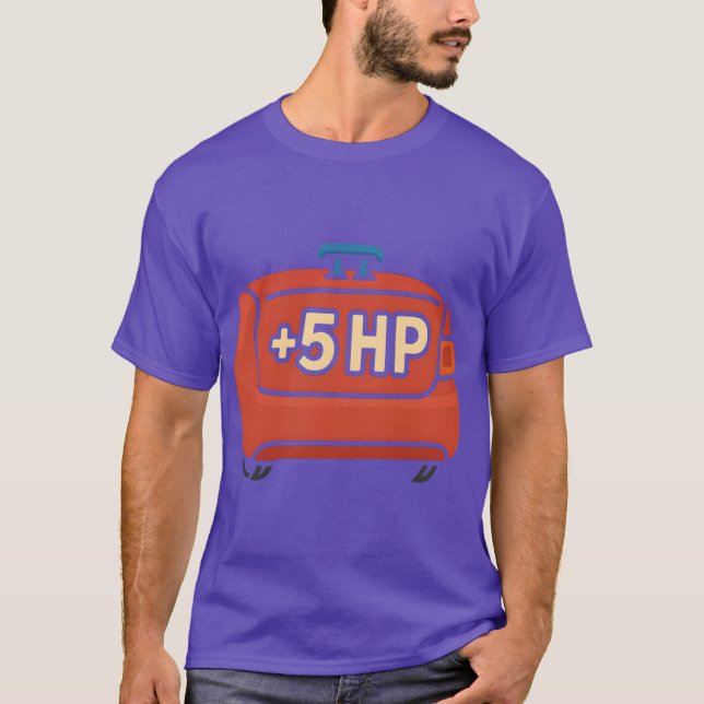 Camiseta Um tronco engraçado com filtro fino curvo e 5 HP (Frente)