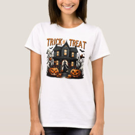 Camiseta Um truque ou uma noite de tratamento numa casa ass