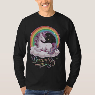 Camiseta Um Unicórnio Bonito no Sonho Arco-Arco-Nuvem Grand
