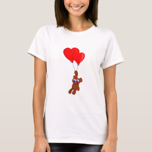 Camiseta Um ursinho de pelúcia segurando balões em forma de