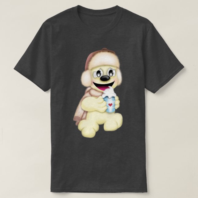 Camiseta Um urso frio com uma bebida quente (Frente do Design)