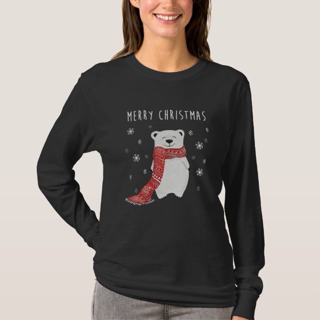 Camiseta Um Urso Polar Bonito Com Um Feliz Natal (Frente)
