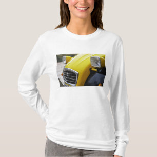 Camiseta Um velho Citroen 2CV 2 CV preto e amarelo, detalhe