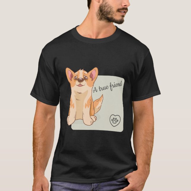 Camiseta Um verdadeiro amigo Welsh Corgi (Frente)