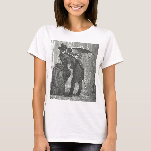Camiseta Um Victorian do beijo/vampiro voado gótico (Frente)