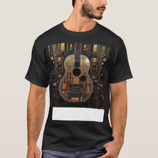 Camiseta Um Violão Acústico Retrofuturístico