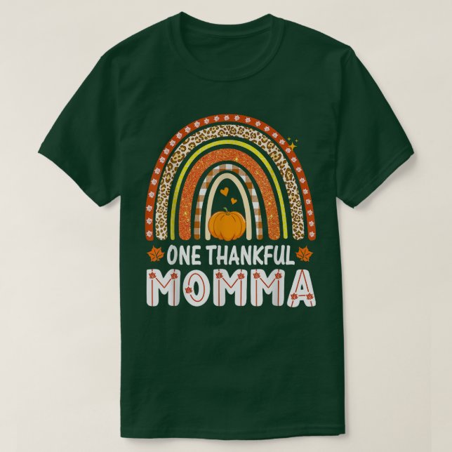 Camiseta Uma agradecida Momma Rainbow Leopard Call Autumn T (Frente do Design)