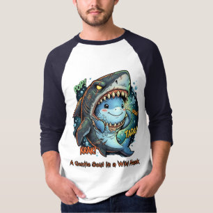 Camiseta Uma Alma Gentil em uma Máscara Selvagem Tubarão Fo