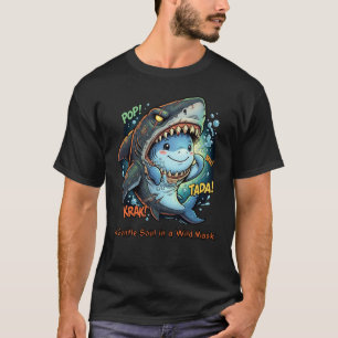 Camiseta Uma Alma Gentil em uma Máscara Selvagem Tubarão Fo