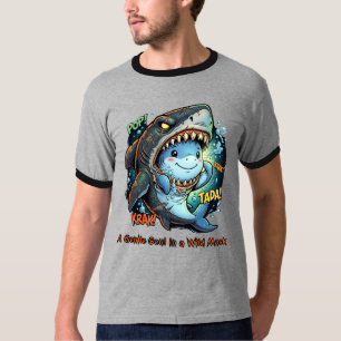 Camiseta Uma Alma Gentil em uma Máscara Selvagem Tubarão Fo