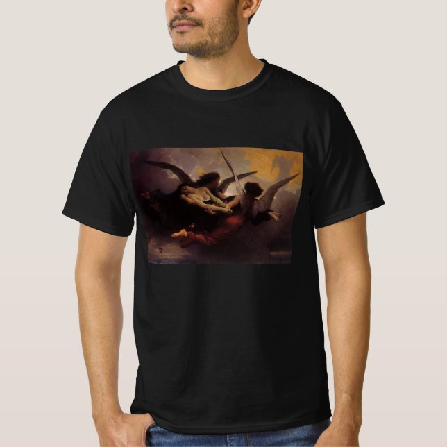 Camiseta Uma alma trazida para o céu por Bouguereau (Frente)
