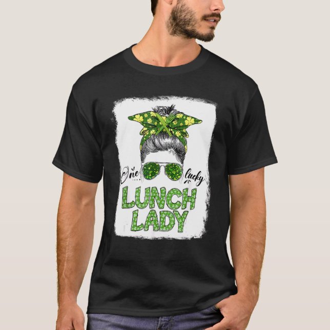 Camiseta Uma Almoça Sortuda Lady Shamrock Mensagem Bun Funn (Frente)