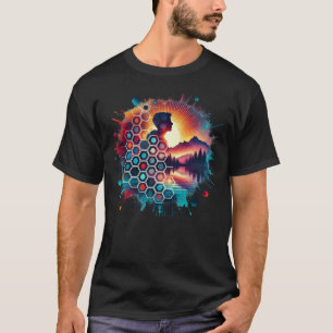 Camiseta Uma arte de dupla exposição de uma silhueta