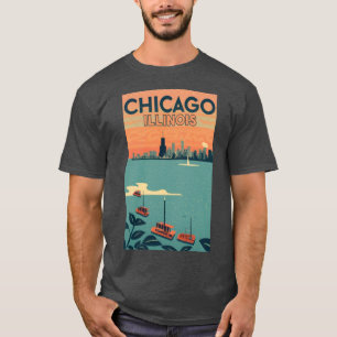 Camiseta Uma Arte Viagens vintage de Chicago Illinois EUA