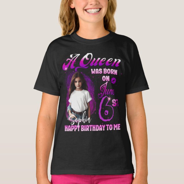 Camiseta Uma Aueen era nascer na June Birthday Girl (Frente)