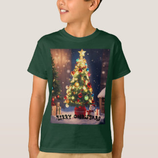 Camiseta Uma bela árvore de Natal com caracteres Q