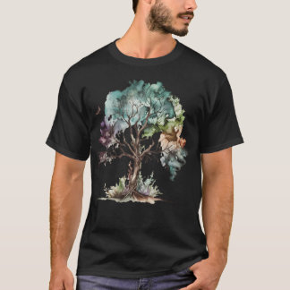 Camiseta Uma bela árvore Design de vida em tons Legal - W