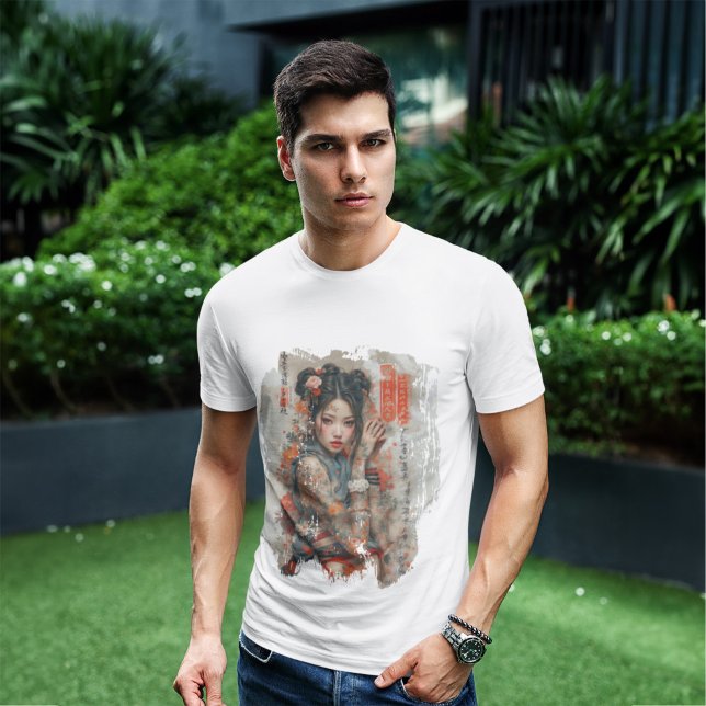 Camiseta Uma Beleza Japonesa Captivante no Estilo Vintage (Criador carregado)