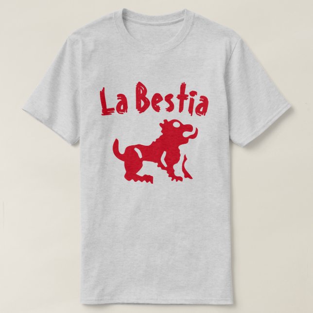 Camiseta Uma besta com texto La bestia (Frente do Design)