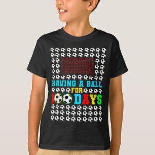 Camiseta Uma Bola Para 100 Dias de Diversão Meninos Jogador