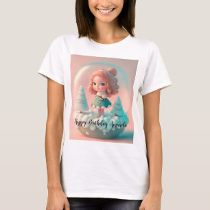 Camiseta Uma boneca engraçada numa nuvem