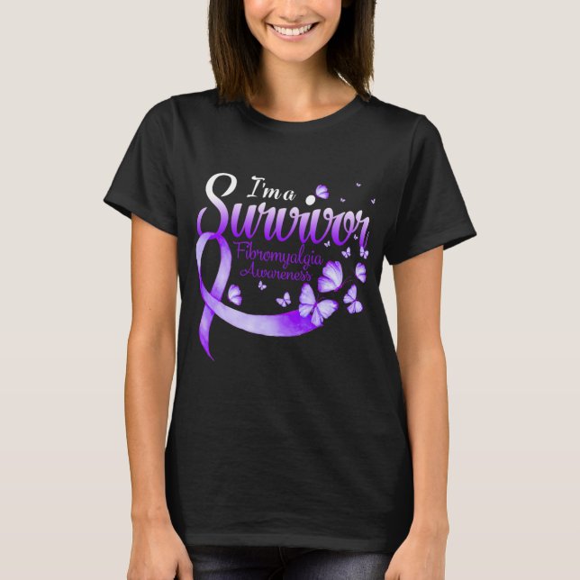 Camiseta Uma Borboleta de Sensibilização por Fibromialgia S (Frente)