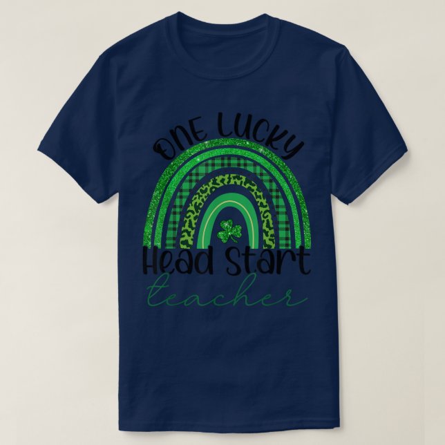 Camiseta Uma Cabeça Sortuda Começar Professor Patricks Dia  (Frente do Design)