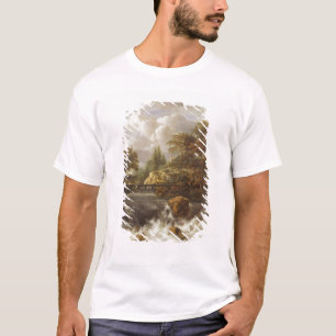 Camiseta Uma cachoeira em uma paisagem rochosa, c.1660-70