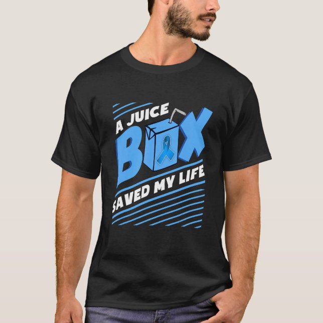 Camiseta Uma Caixa De Sumo Salvou Minha Vida Diabetes Dm Bl (Frente)