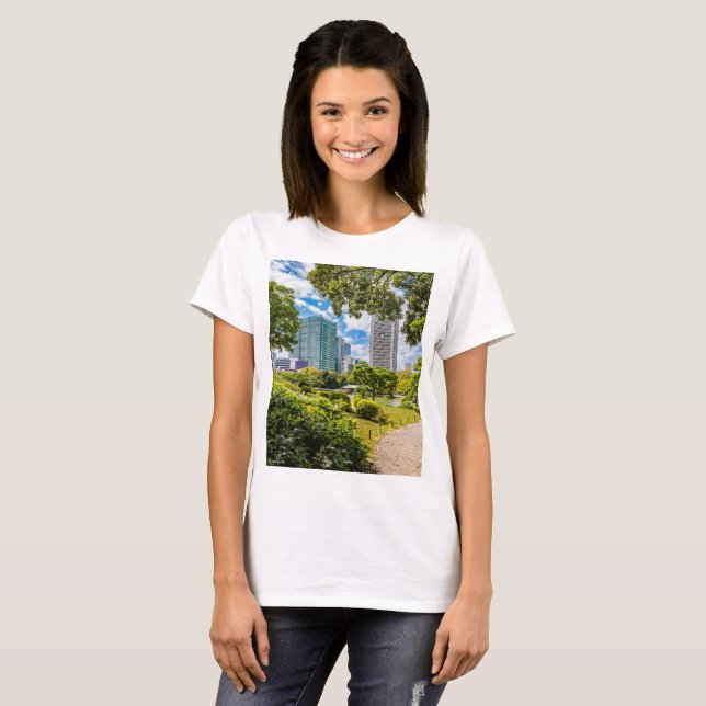Camiseta Uma caminhada pelos jardins de Hama Rikyu, Tóquio (Frente Completa)