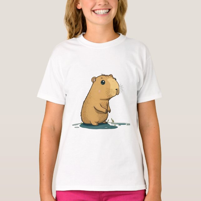 Camiseta uma capybara no buraco de água (Frente)