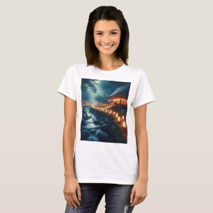 Camiseta uma casa acesa com luzes na parte superior