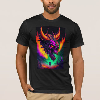 Camiseta Uma caveira de demônio maligno aterrorizante louca