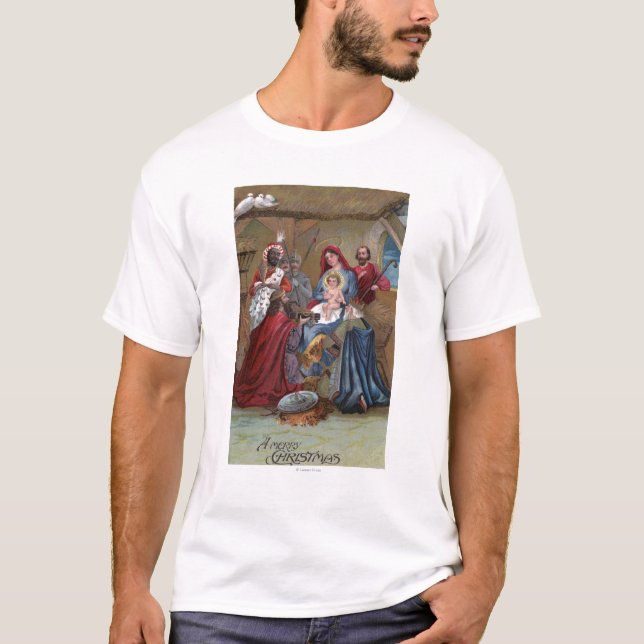 Camiseta Uma cena alegre de ChristmasNativity (Frente)